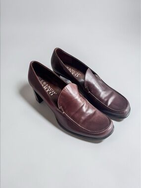 Vintage Dranco Leather Heels Size 8 1/2 Brown Chunky Heel Classic Shoes